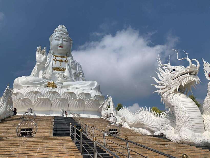 Chiang Mai: Chiang Rai Temples, Karen Tribe and Hot Springs - Wat Rong Suea Ten brings blue walls and gold detail