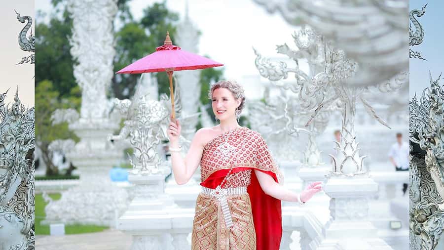 Chiang Rai:Photos of traditional Thai costumes,White Temple - How the two hours are likely to feel