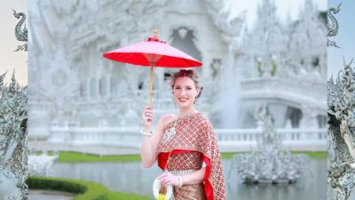 Photos of traditional Thai costumes,White Temple
