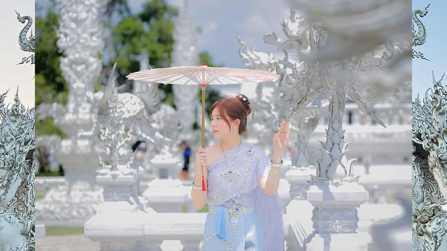 Chiang Rai:Photos of traditional Thai costumes,White Temple - Receiving original and edited photographs