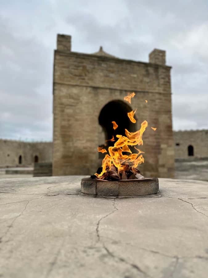Gobustan & Mud, Fire Temple, Burning Mountain, H.A. Center - A local lunch break keeps the schedule moving