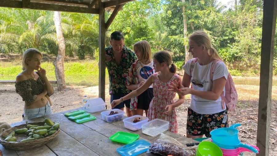 Krabi: Tour of Elephant Care House and Tiger Cave Temple - Feeding elephants and learning their routines
