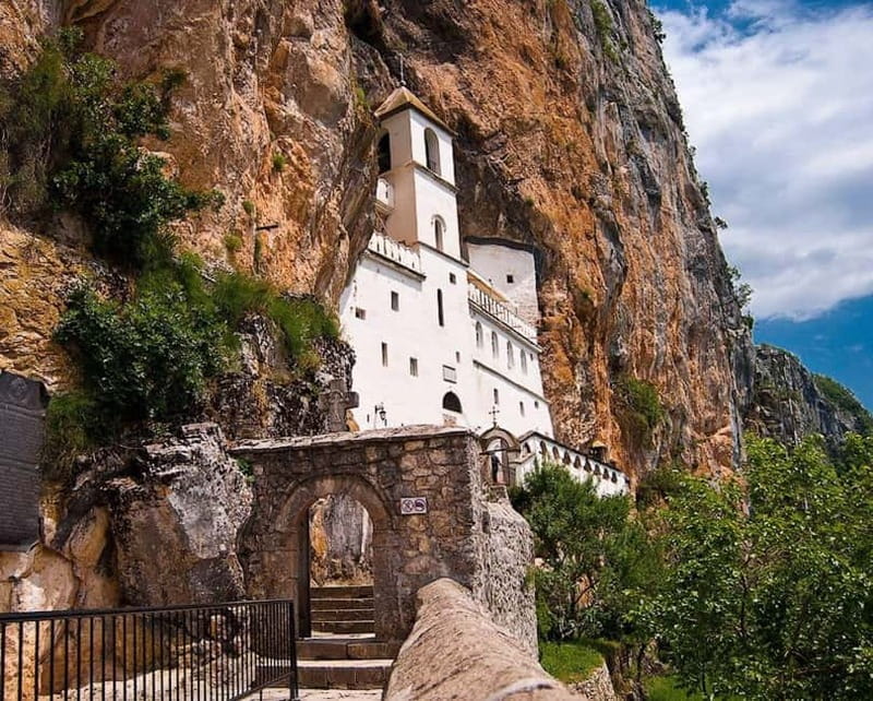 Ostrog Monastery from Budva and Petrovac - The Lower Monastery and the first pause