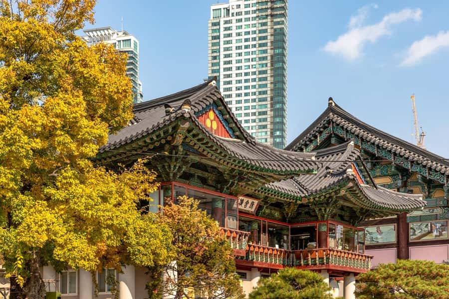 Seoul: Temple & Starfield COEX Mall Gourmet Tour in Gangnam - From temple grounds to Gangnam’s night road